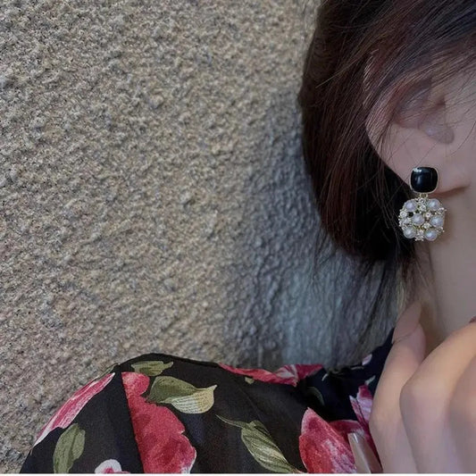 Gold-Plated Crystals Studded Contemporary Drop Earrings