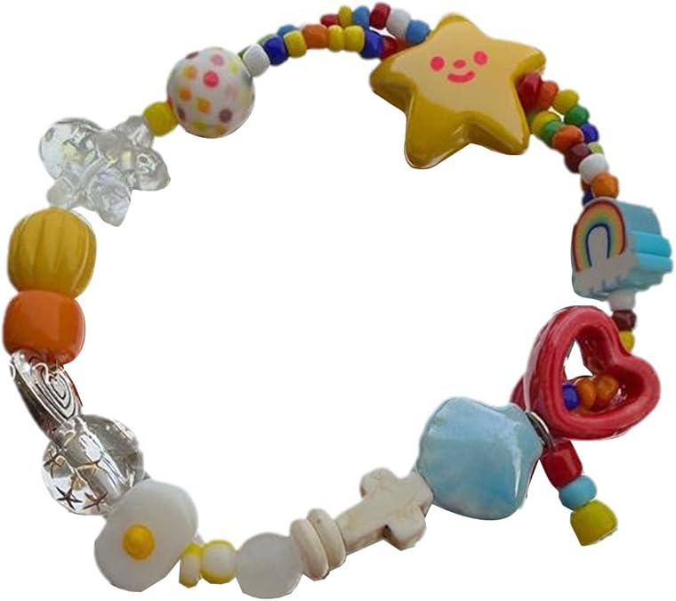 Multicolor star bead elastic stretch bangle friendship gift.