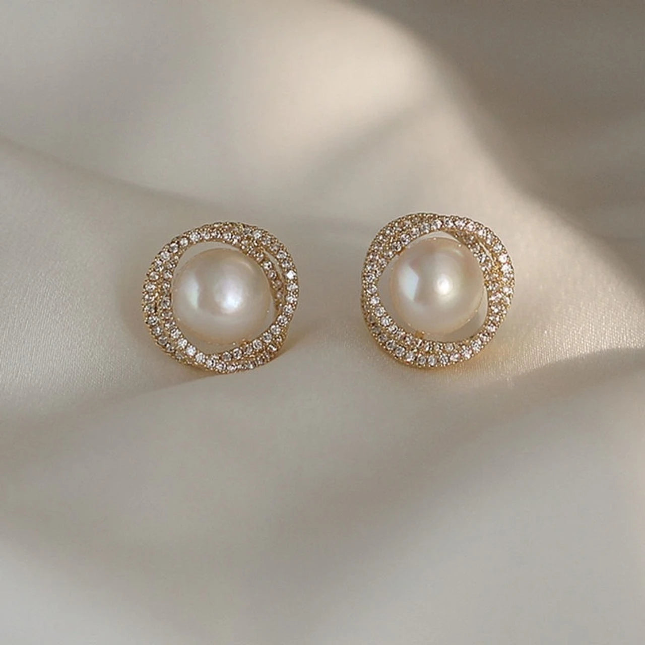 Gold-Plated Pearls Contemporary Studs Earrings