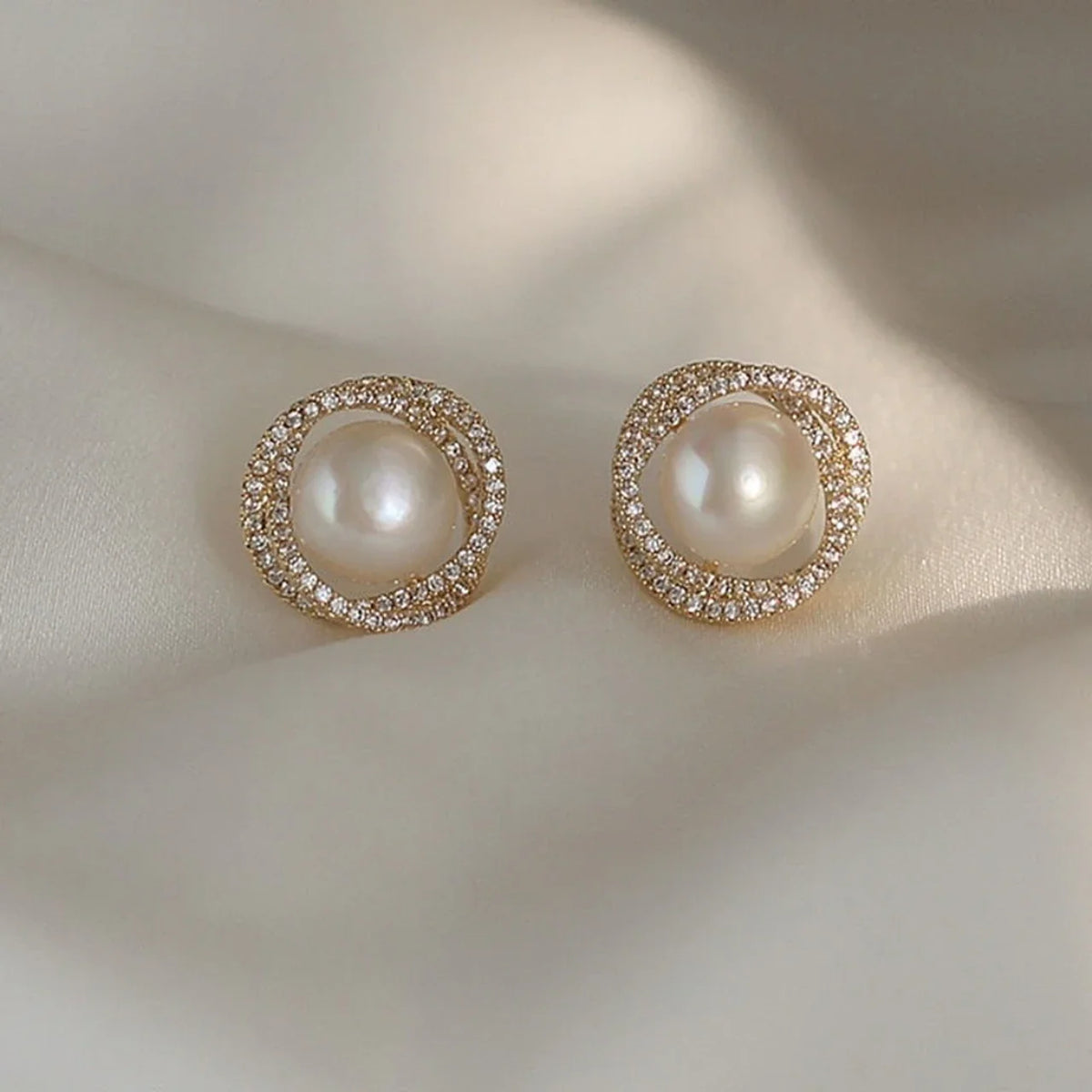Gold-Plated Pearls Contemporary Studs Earrings