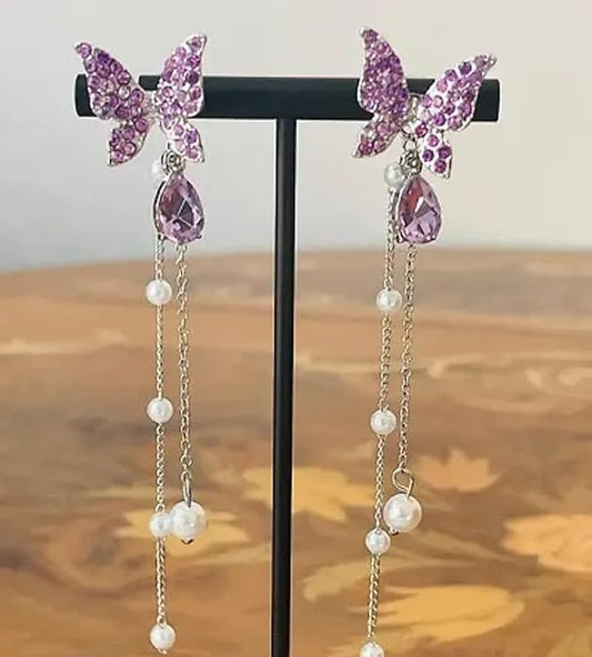 Purple Colour Trending Korean-Style Earrings