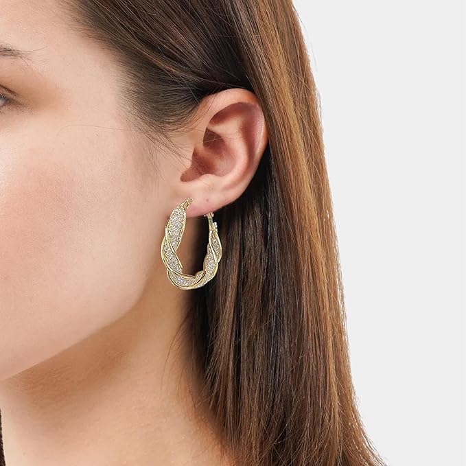 Stylish Gold Plated Twisted Hoop Earrings for Women