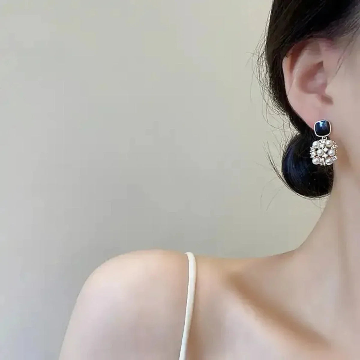 Gold-Plated Crystals Studded Contemporary Drop Earrings