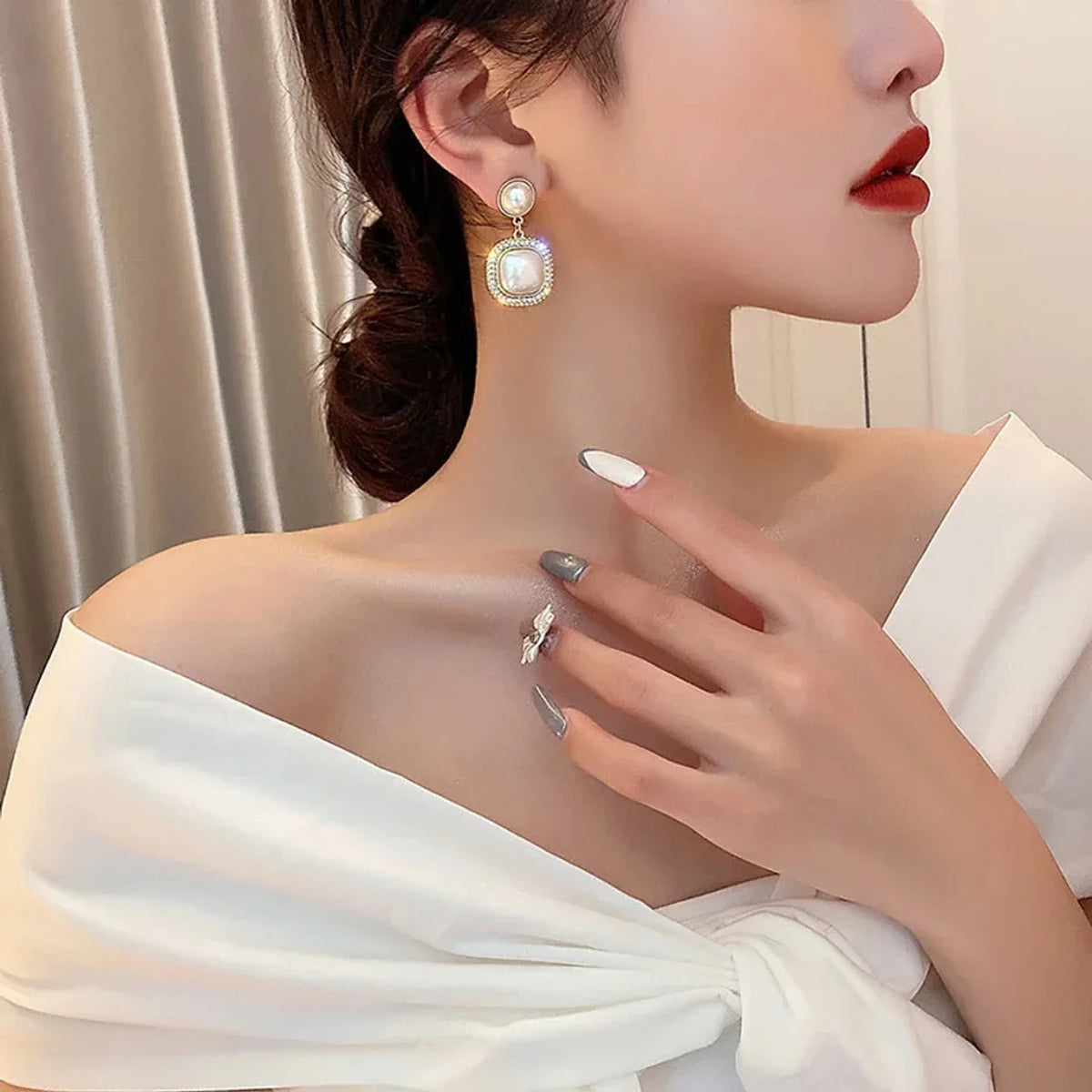 Gold-Plated Alloy Cubic Zirconia Earrings
