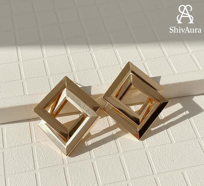 Gold Net Geometric Earrings Women