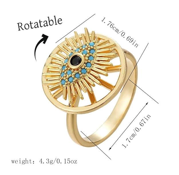 Gold Finish Evil Eye Adjustable Ring