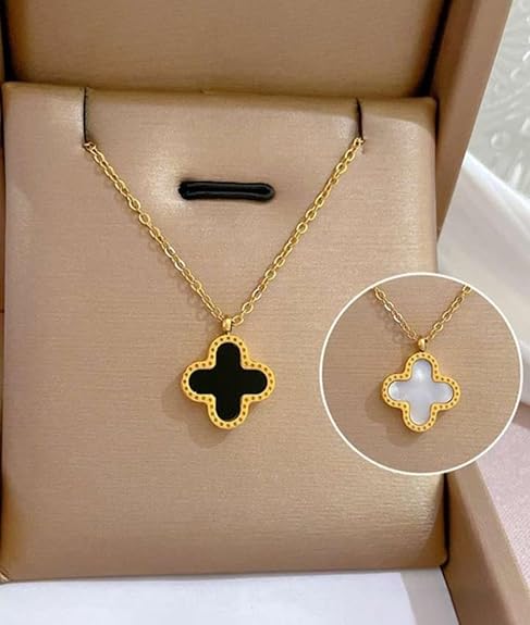 Gold Plated Reversible Clover Pendant – Korean Chain Necklace