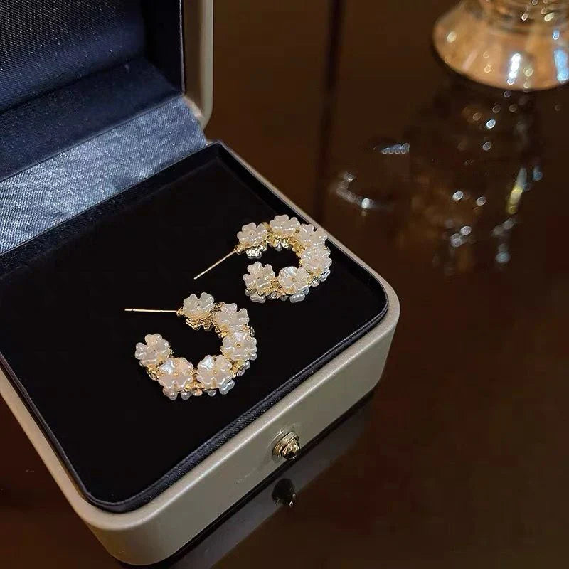 Floral Hoop Earrings Stylish Trendy Jewelry For Women