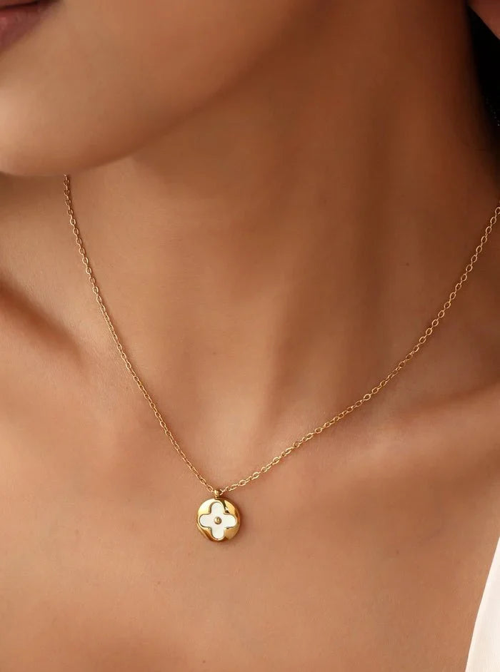 Gold Round Inside Cross Necklace