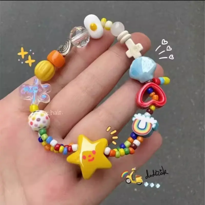 Multicolor star bead elastic stretch bangle friendship gift.