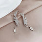 Crystal Phoenix Wing Silver Earrings Elegant Fashion Women