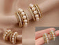 Korean Style Pearl Hoop CZ Dangle Earrings