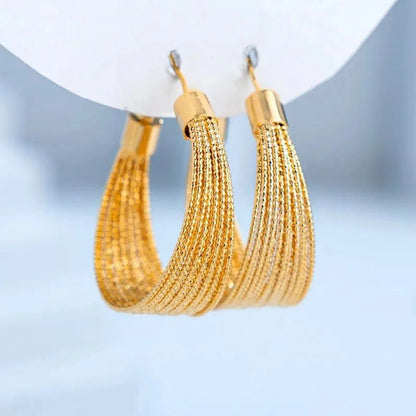 Gold Tone Circular Hoop Earrings Stylish