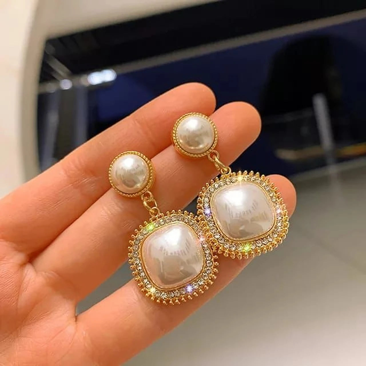Gold-Plated Alloy Cubic Zirconia Earrings