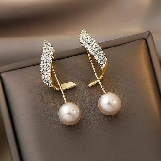 Contemporary Stone & S Shape Design Earrings