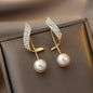 Contemporary Stone & S Shape Design Earrings