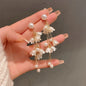 Elegant Floral Tassel Pearl Drop Earrings