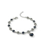 Royal Blue Crystal Heart Charm Silver Adjustable Bracelet