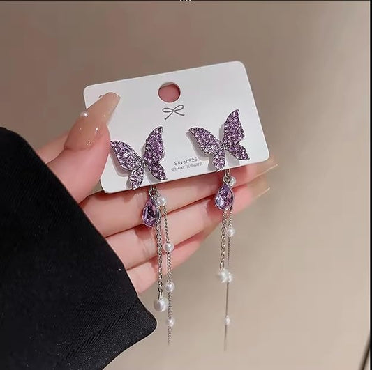 Purple Colour Trending Korean-Style Earrings