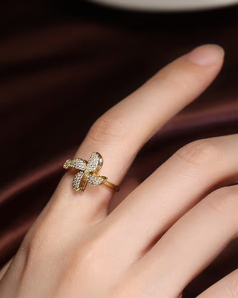 Women Gold Stone Windmill Adjustable Rotating Ring
