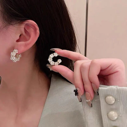 Floral Hoop Earrings Stylish Trendy Jewelry For Women