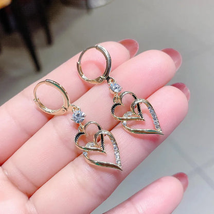 925 Sterling Silver Gold Heart Earrings