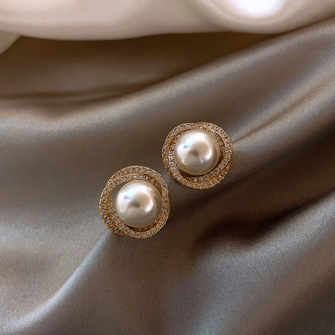 Gold-Plated Pearls Contemporary Studs Earrings