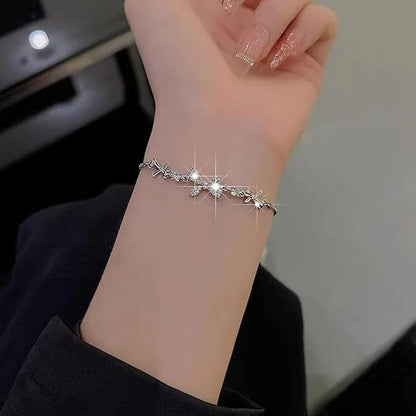 Silver Butterfly Charm Cubic Zirconia Adjustable Bolo Bracelet