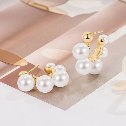Elegant Gold Plated Pearls Earrings | Trendy Statement Hoop Style