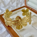 Blooming Gold Flower Bangle Elegant Women Jewelry
