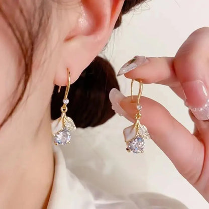 White Crystal Korean Design Earrings for Women Girls
