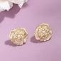 Korean Camellia Flower Pearl Stud Earrings