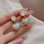 Gold Plated Artificial Stones Studded Heart Shape Drop Earrings