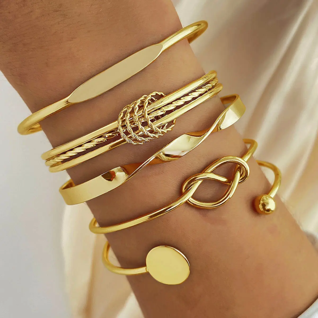 Set of 5 Multilayer Bangle Bracelet Fashion Women