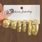 Gold Plated Chunky Hoop & Statement Earrings Combo