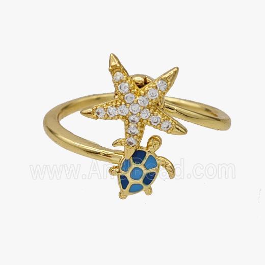 Flowra Ocean Theme Gold Plated Sea Turtle Ring