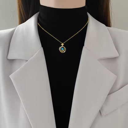 Gold Plated Planet Moon Star Crystal Galaxy Necklace