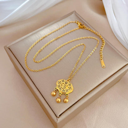 Gold Fu Lock Necklace – Light Luxury Wedding Jewelry