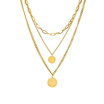Stainless Steel Coin Layer Bracelet Necklace Set