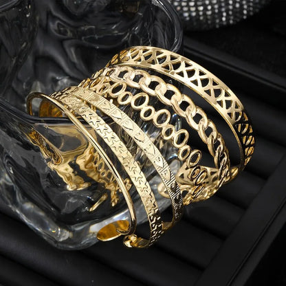 Modern Geometric Bracelet – Silver & Gold Finish