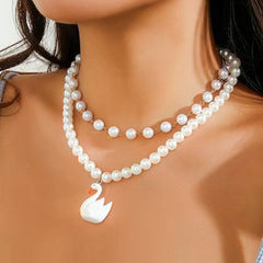Copper white Swan Pearl Pendant