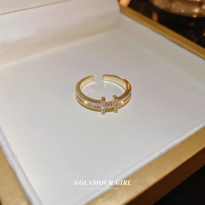 Flowra Gold Plated H Letter Zircon Ring