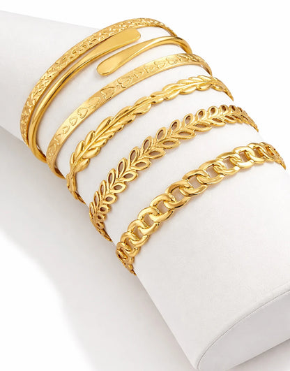 Flowra 6‑Piece Gold Bracelet Set Premium Fashion Jewelry