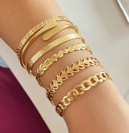 Flowra 6‑Piece Gold Bracelet Set Premium Fashion Jewelry