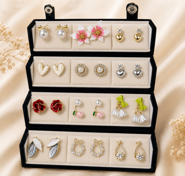  FLOWRA Jewels 12 Pairs Korean Inspired Earrings Collection