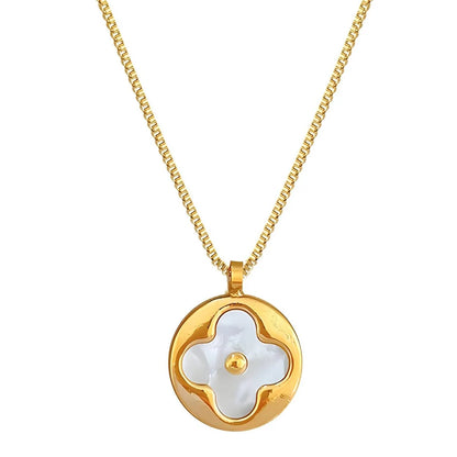 Gold Round Inside Cross Necklace