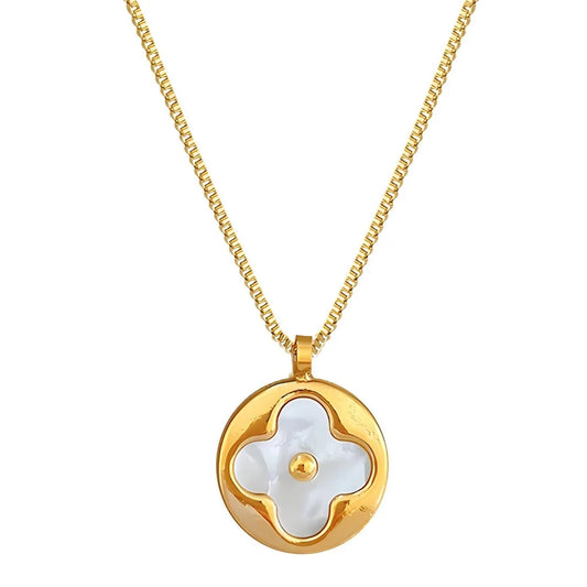 Gold Round Inside Cross Necklace
