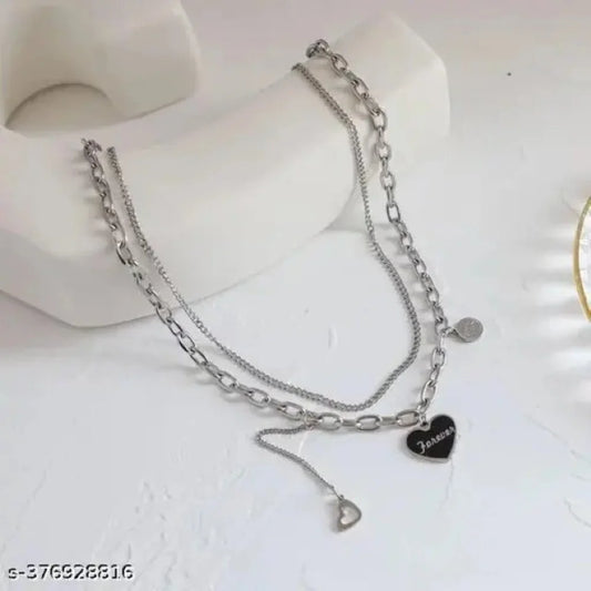 Stainless Steel Layered Heart Necklace